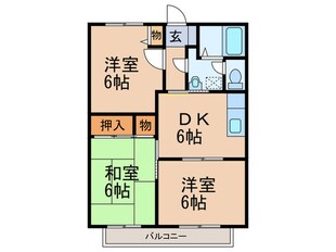 グリ－ンライフ長門石Ｂの物件間取画像